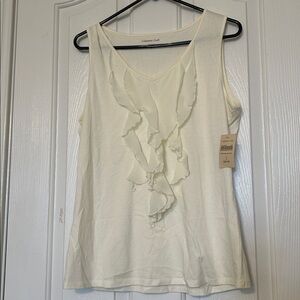Women’s Coldwater Creek White/Off White Sleeveless Ruffled Blouse Size Large NWT